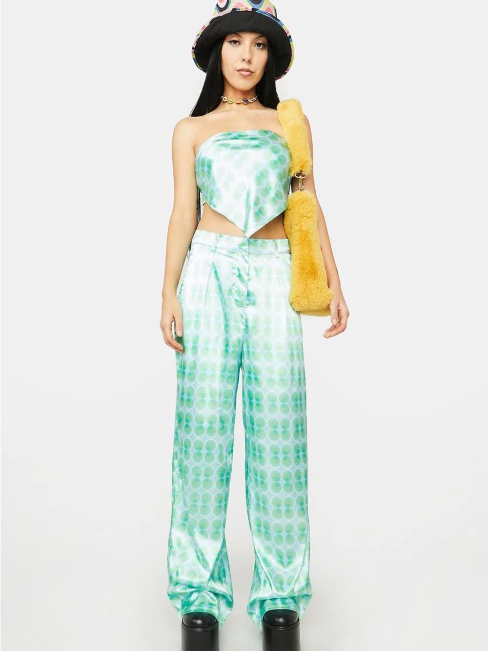 Peppermayo Past Treasures Satin Pants & Bandeau Top Set